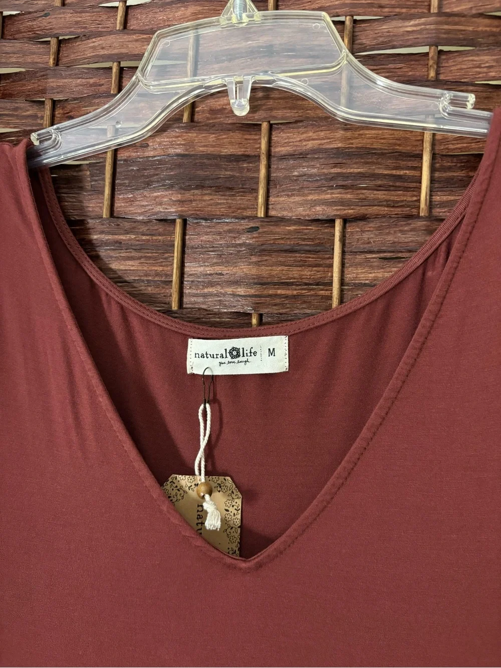 NATURAL LIFE Rust V-Neck Tiered Maxi Dress - Picture 2 of 8